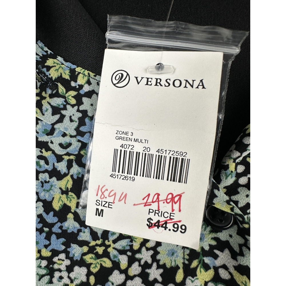Versona Dress Womens Medium Green Multi Floral Long Sleeve Tiered Swing NWT - Picture 2 of 9